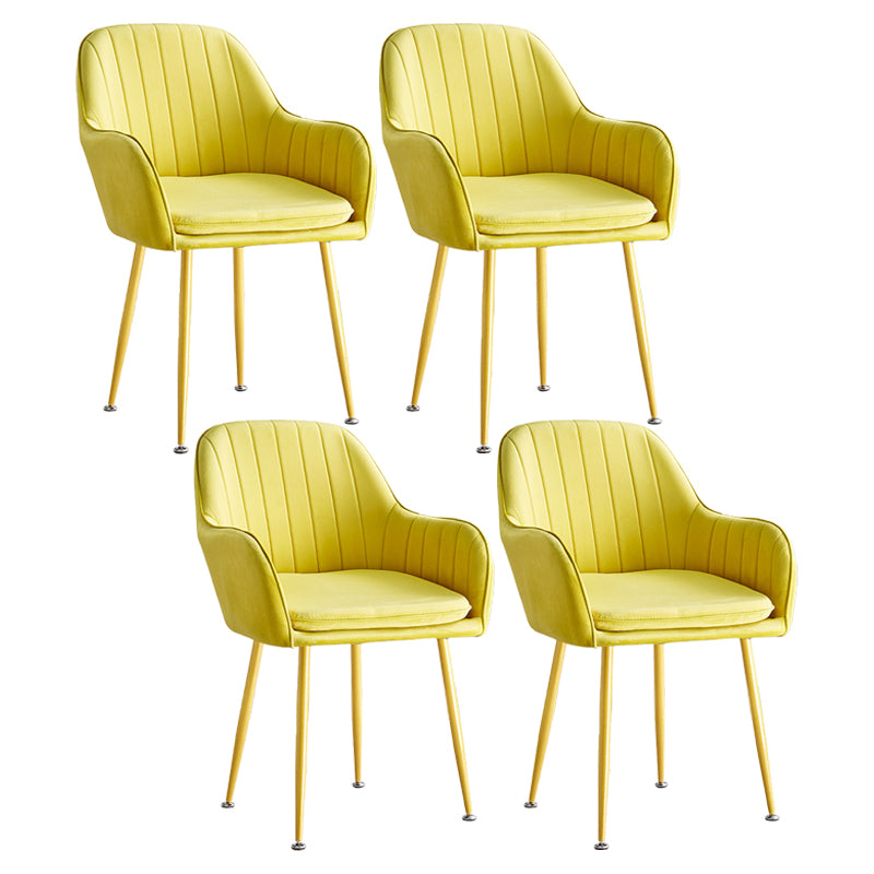 Scandinavian Dining Arm Chair Solid Back Side Chair with Metal Legs for Home Use