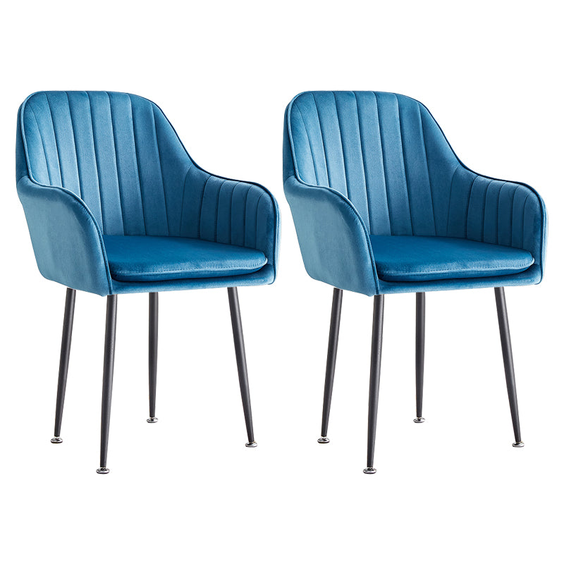 Scandinavian Dining Arm Chair Solid Back Side Chair with Metal Legs for Home Use