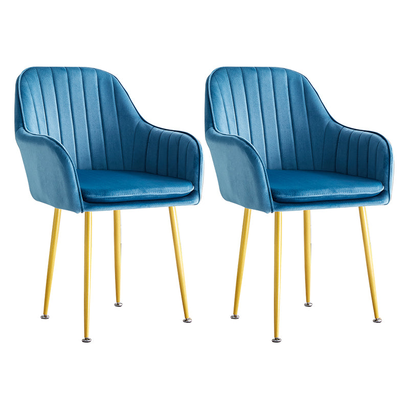 Scandinavian Dining Arm Chair Solid Back Side Chair with Metal Legs for Home Use