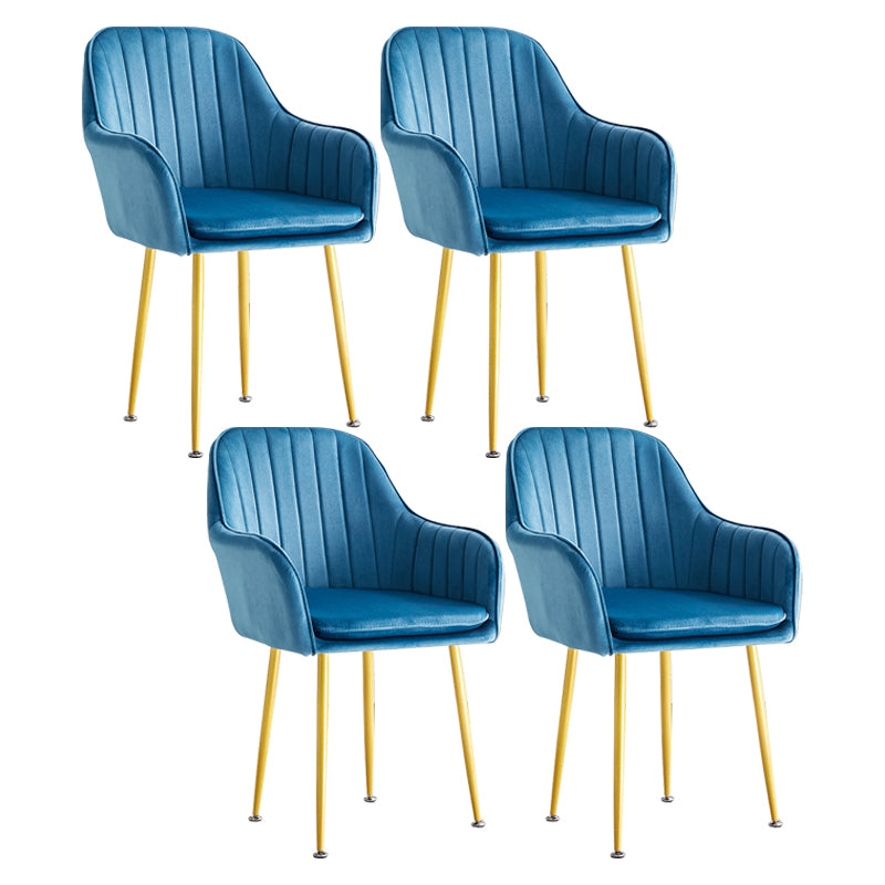 Scandinavian Dining Arm Chair Solid Back Side Chair with Metal Legs for Home Use