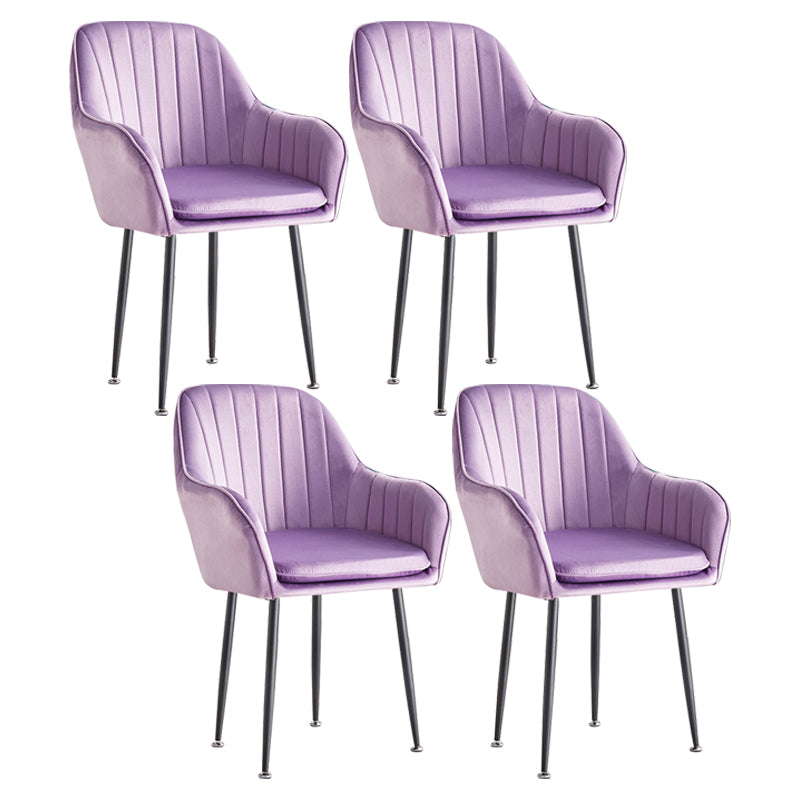 Scandinavian Dining Arm Chair Solid Back Side Chair with Metal Legs for Home Use