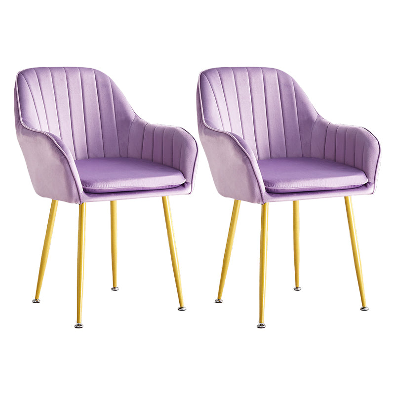 Scandinavian Dining Arm Chair Solid Back Side Chair with Metal Legs for Home Use