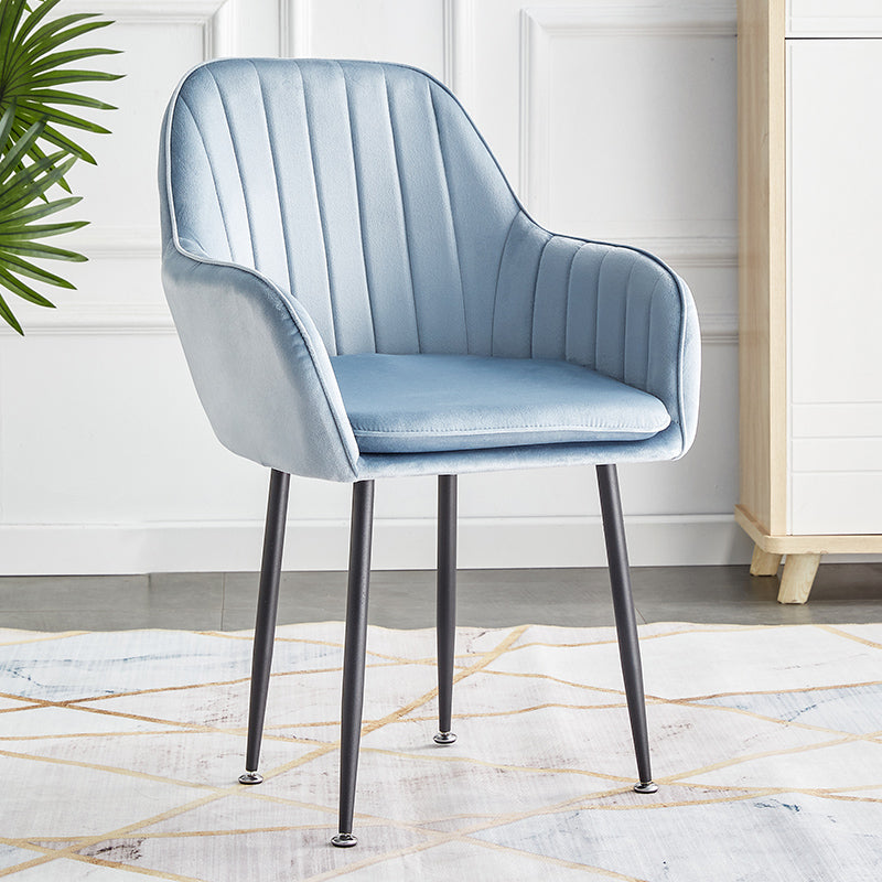 Scandinavian Dining Arm Chair Solid Back Side Chair with Metal Legs for Home Use