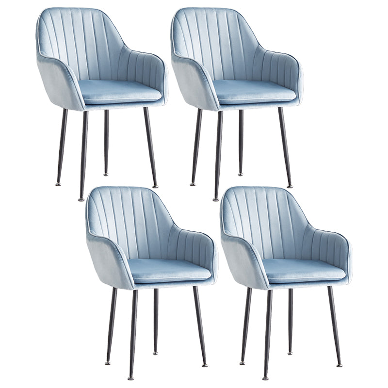 Scandinavian Dining Arm Chair Solid Back Side Chair with Metal Legs for Home Use