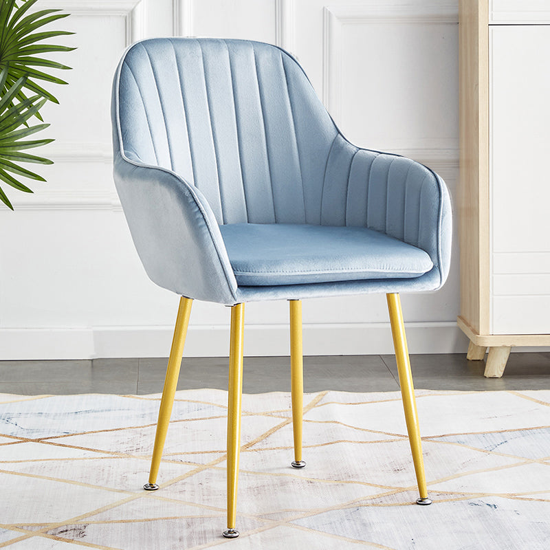 Scandinavian Dining Arm Chair Solid Back Side Chair with Metal Legs for Home Use