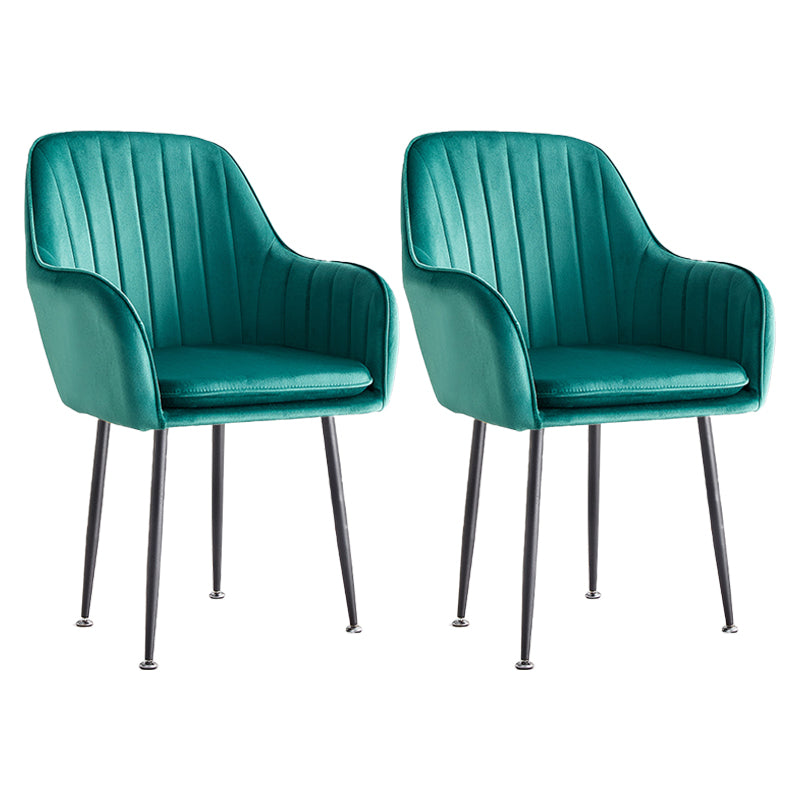 Scandinavian Dining Arm Chair Solid Back Side Chair with Metal Legs for Home Use