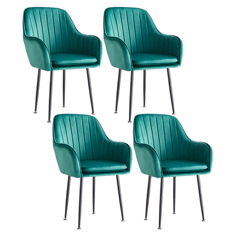 Scandinavian Dining Arm Chair Solid Back Side Chair with Metal Legs for Home Use
