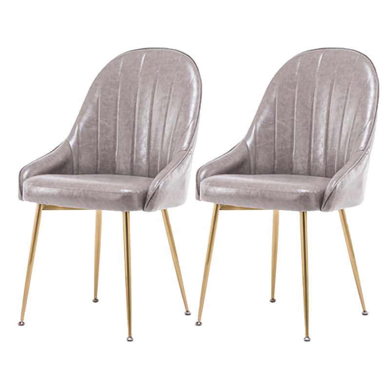 Dining Room Side Chair Glam Style Parsons Armless Chair with Golden Legs