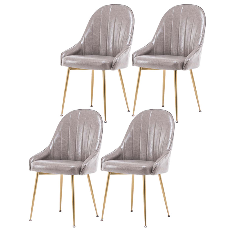 Dining Room Side Chair Glam Style Parsons Armless Chair with Golden Legs