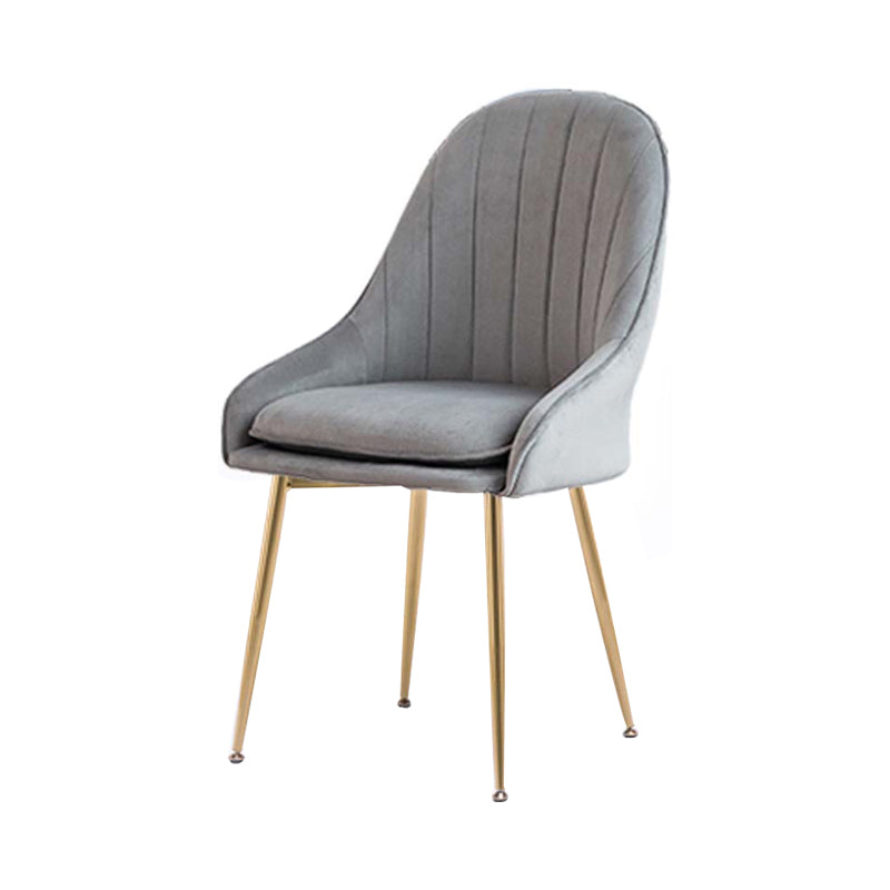 Dining Room Side Chair Glam Style Parsons Armless Chair with Golden Legs