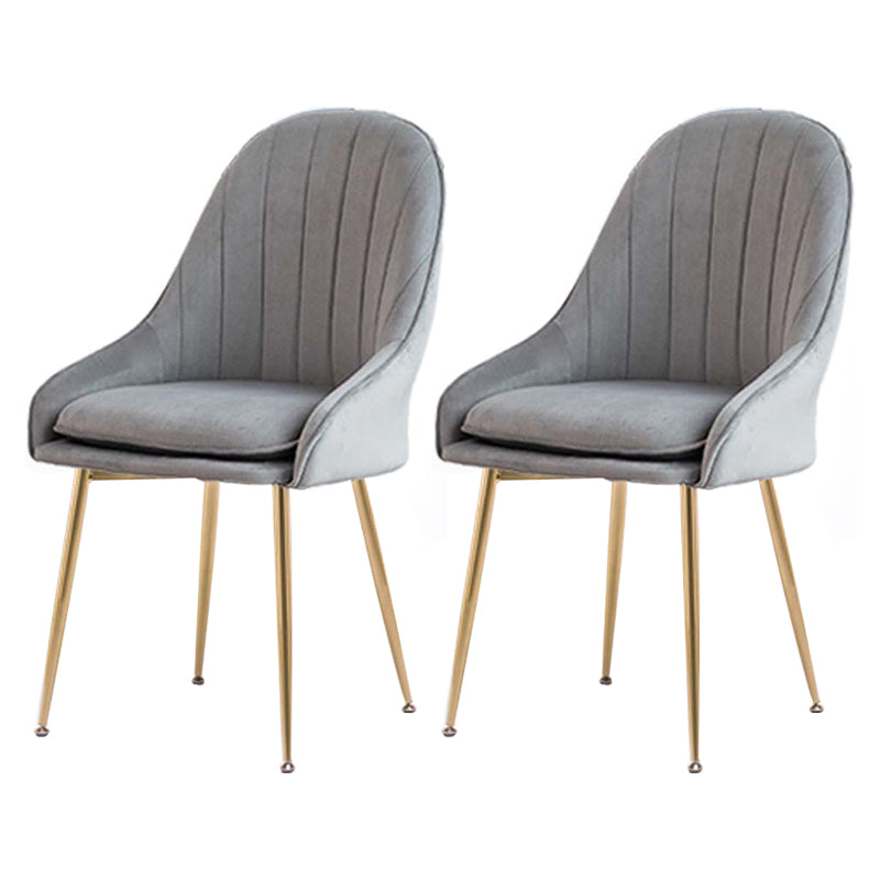 Dining Room Side Chair Glam Style Parsons Armless Chair with Golden Legs