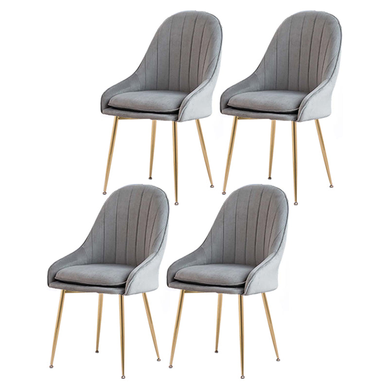 Dining Room Side Chair Glam Style Parsons Armless Chair with Golden Legs