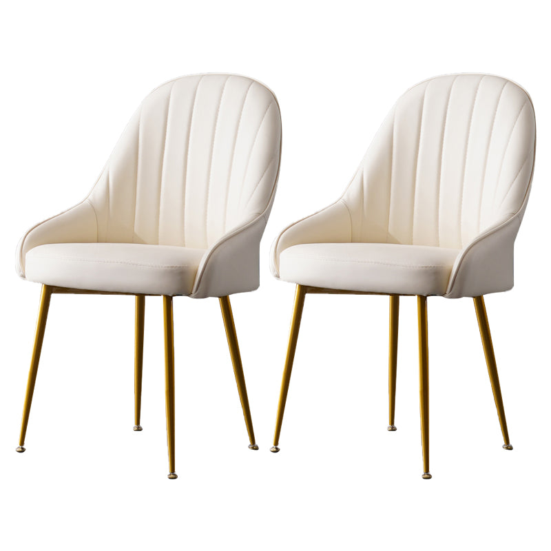 Dining Room Side Chair Glam Style Parsons Armless Chair with Golden Legs