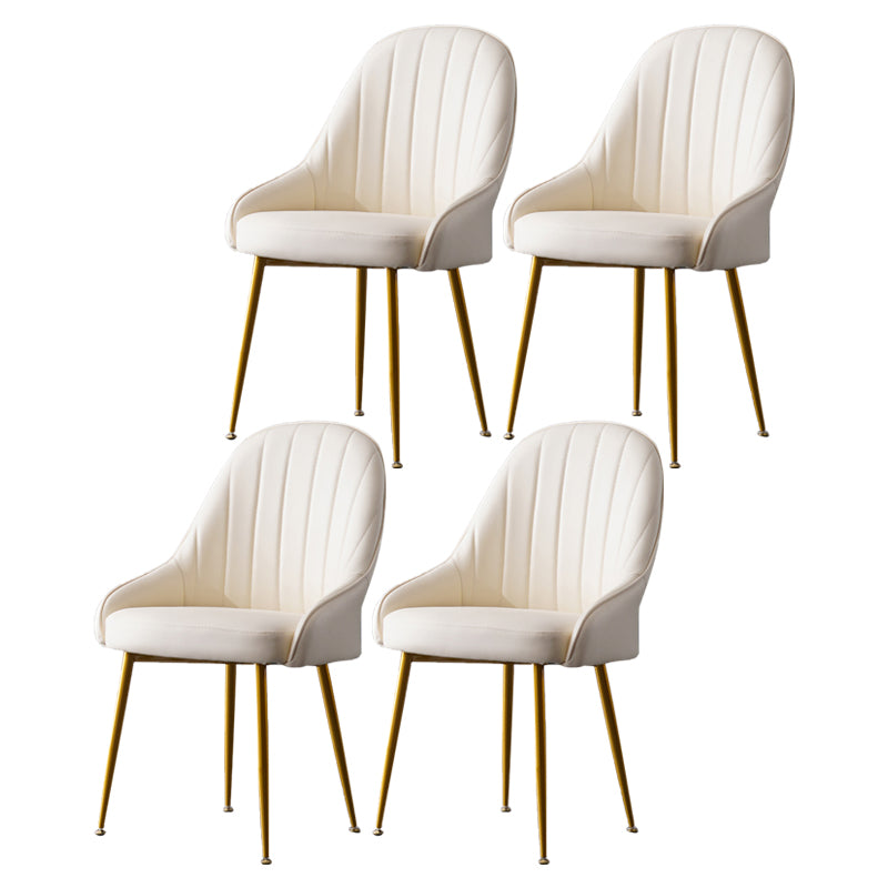 Dining Room Side Chair Glam Style Parsons Armless Chair with Golden Legs