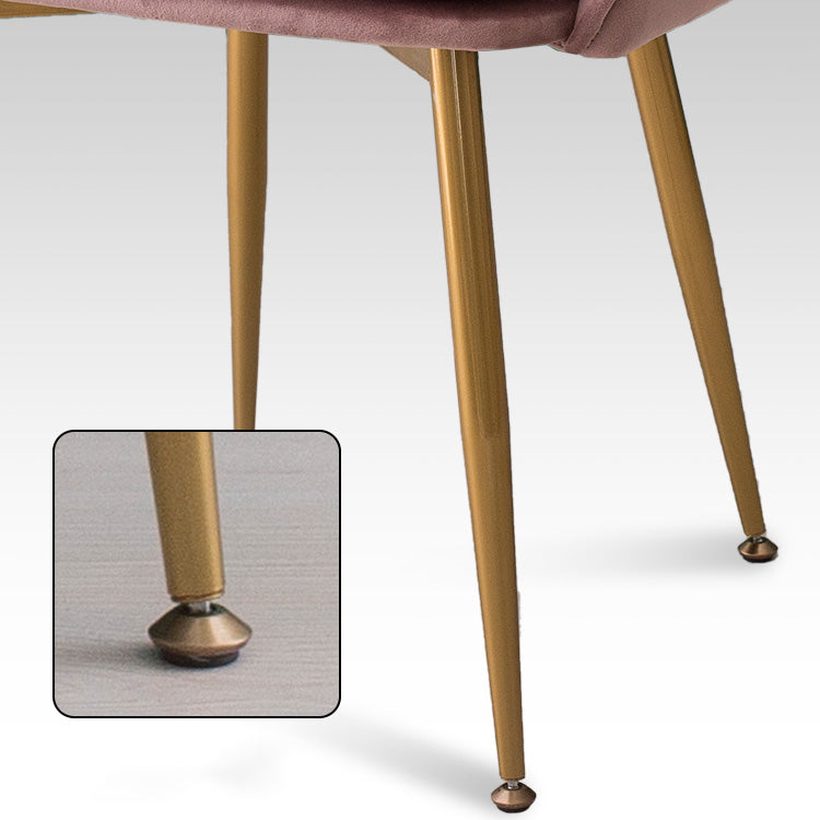 Dining Room Side Chair Glam Style Parsons Armless Chair with Golden Legs