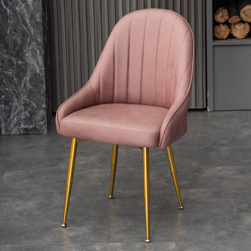 Dining Room Side Chair Glam Style Parsons Armless Chair with Golden Legs