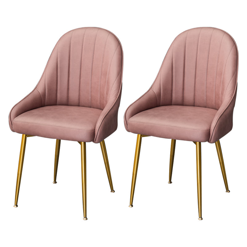 Dining Room Side Chair Glam Style Parsons Armless Chair with Golden Legs