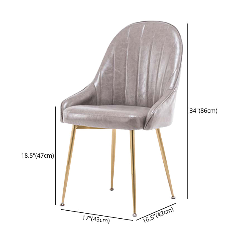 Dining Room Side Chair Glam Style Parsons Armless Chair with Golden Legs