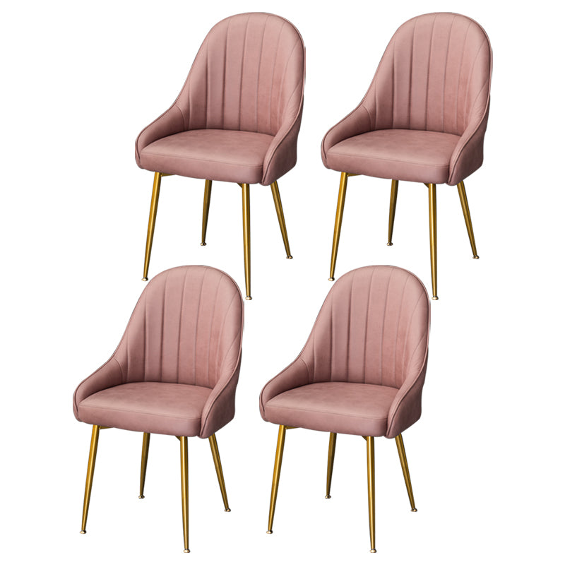 Dining Room Side Chair Glam Style Parsons Armless Chair with Golden Legs