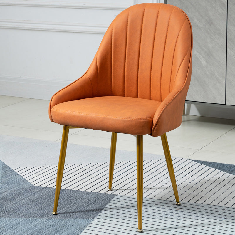 Dining Room Side Chair Glam Style Parsons Armless Chair with Golden Legs