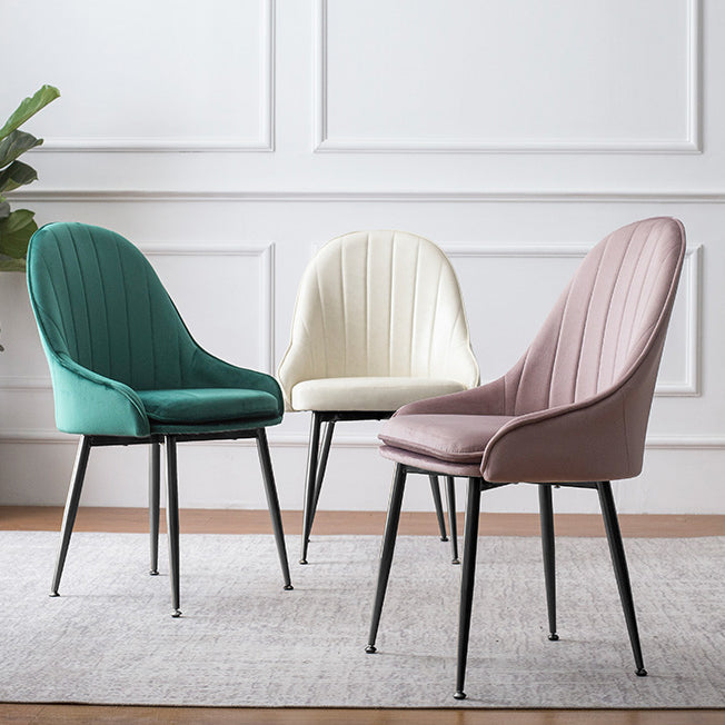 Dining Room Side Chair Glam Style Parsons Armless Chair with Golden Legs
