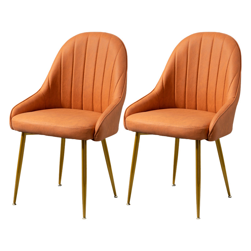 Dining Room Side Chair Glam Style Parsons Armless Chair with Golden Legs