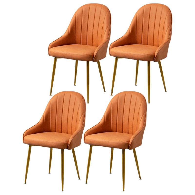 Dining Room Side Chair Glam Style Parsons Armless Chair with Golden Legs