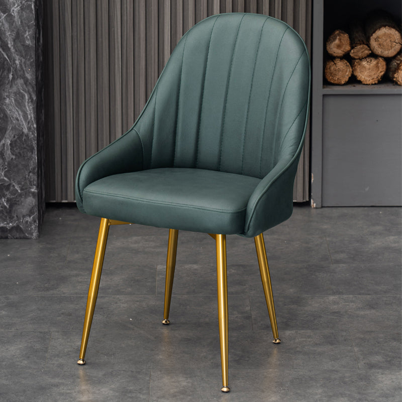 Dining Room Side Chair Glam Style Parsons Armless Chair with Golden Legs
