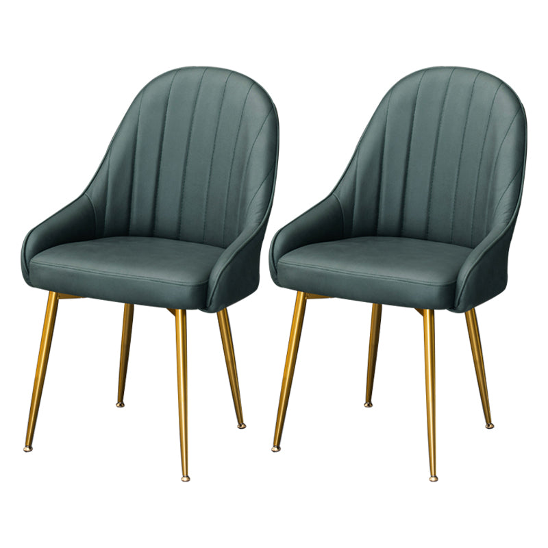 Dining Room Side Chair Glam Style Parsons Armless Chair with Golden Legs