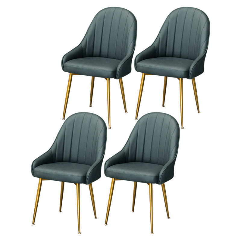 Dining Room Side Chair Glam Style Parsons Armless Chair with Golden Legs