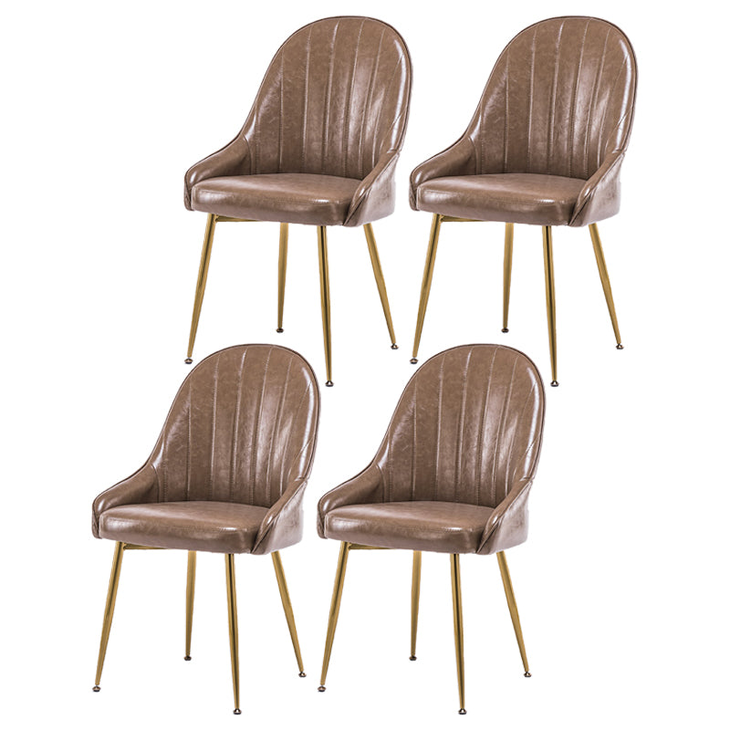 Dining Room Side Chair Glam Style Parsons Armless Chair with Golden Legs