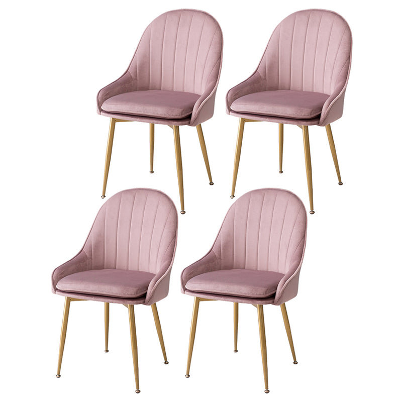 Dining Room Side Chair Glam Style Parsons Armless Chair with Golden Legs