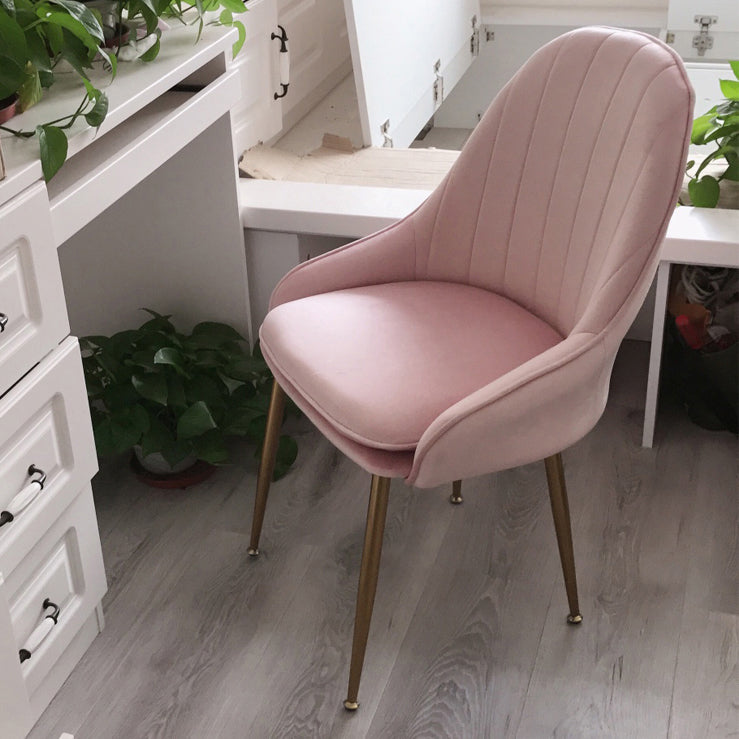 Dining Room Side Chair Glam Style Parsons Armless Chair with Golden Legs