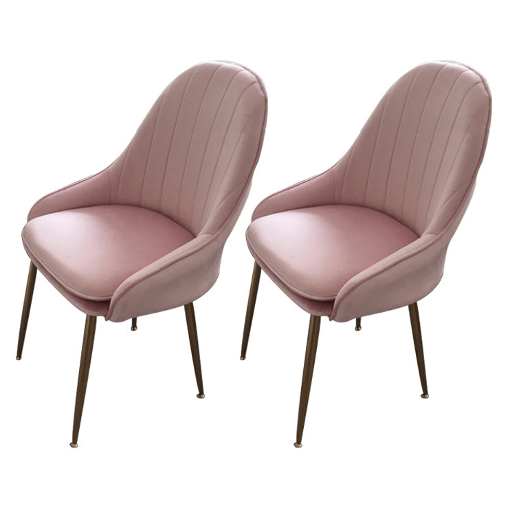 Dining Room Side Chair Glam Style Parsons Armless Chair with Golden Legs