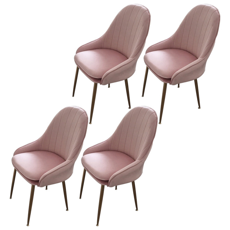 Dining Room Side Chair Glam Style Parsons Armless Chair with Golden Legs