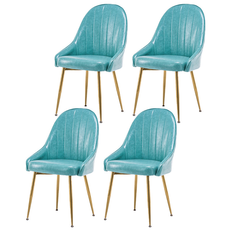 Dining Room Side Chair Glam Style Parsons Armless Chair with Golden Legs