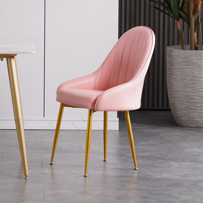 Dining Room Side Chair Glam Style Parsons Armless Chair with Golden Legs