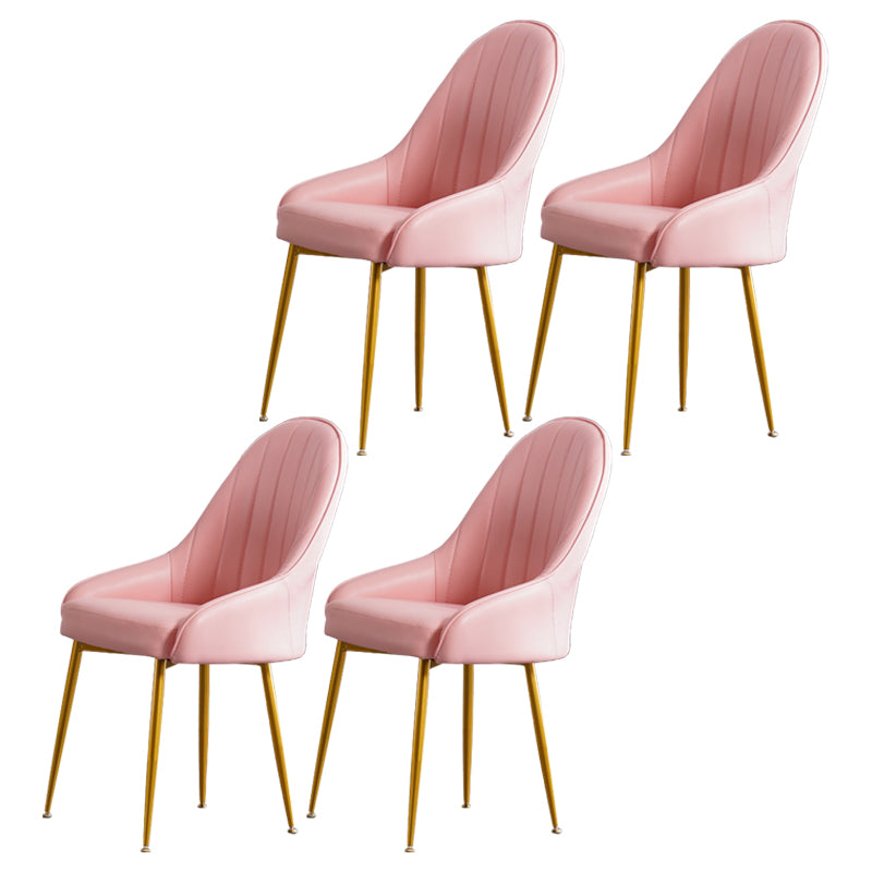 Dining Room Side Chair Glam Style Parsons Armless Chair with Golden Legs