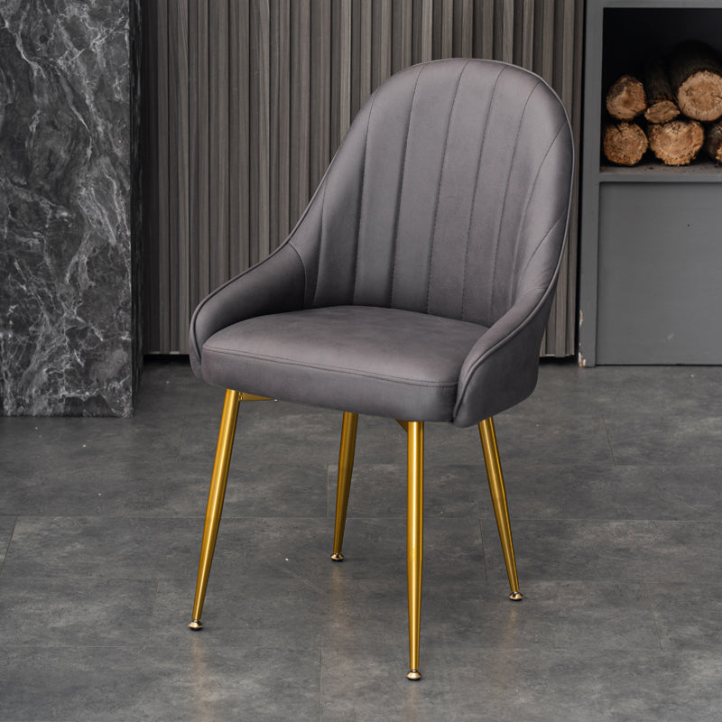 Dining Room Side Chair Glam Style Parsons Armless Chair with Golden Legs