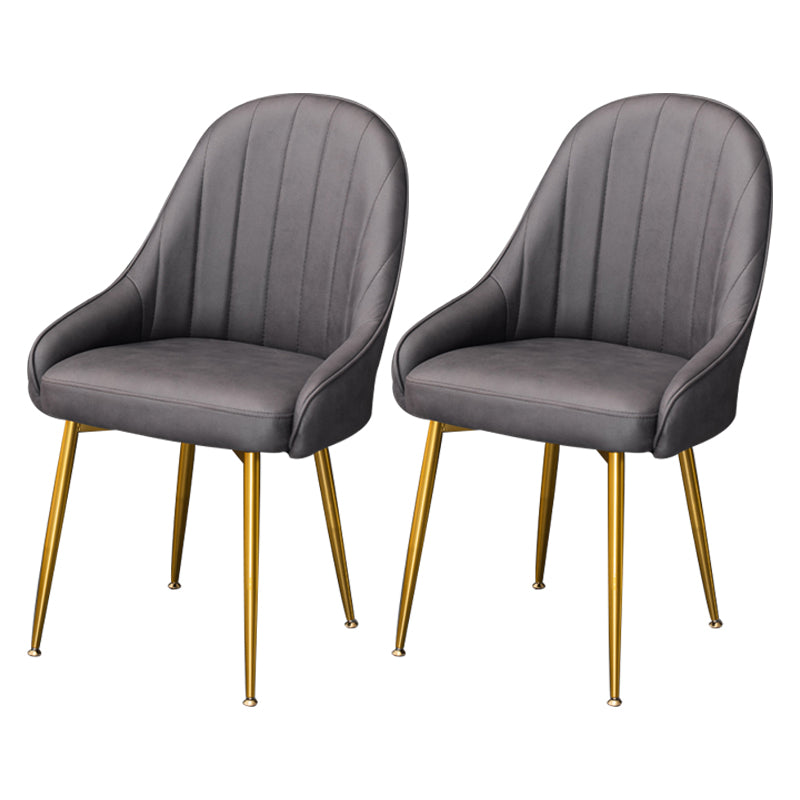 Dining Room Side Chair Glam Style Parsons Armless Chair with Golden Legs