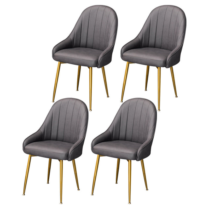 Dining Room Side Chair Glam Style Parsons Armless Chair with Golden Legs
