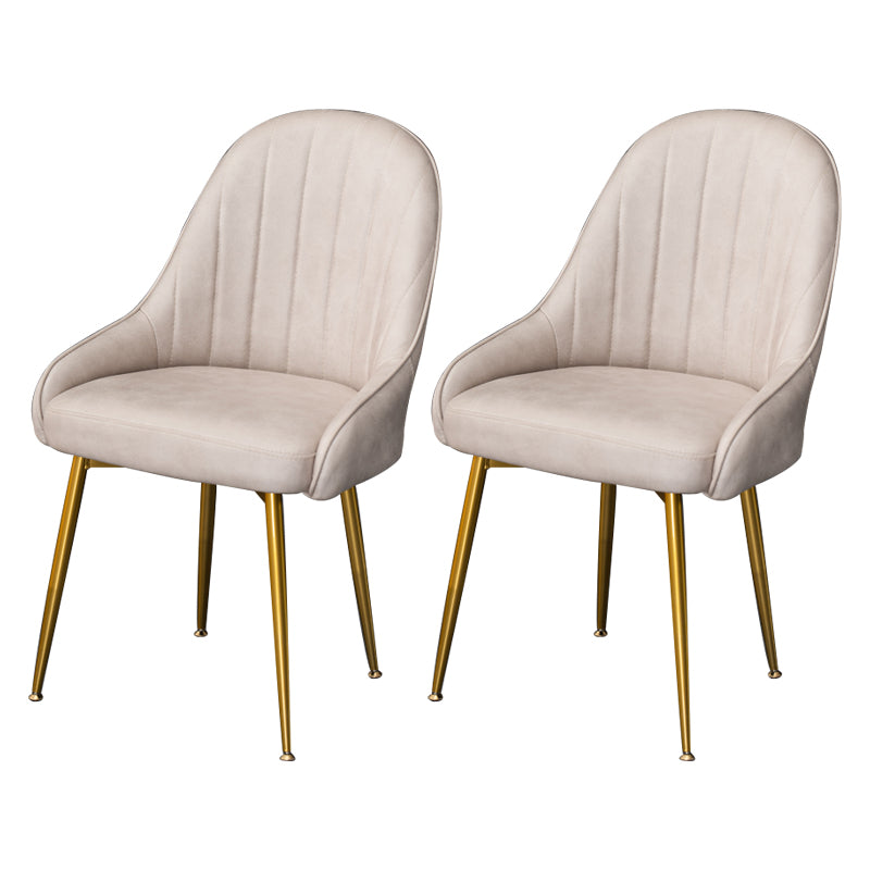 Dining Room Side Chair Glam Style Parsons Armless Chair with Golden Legs