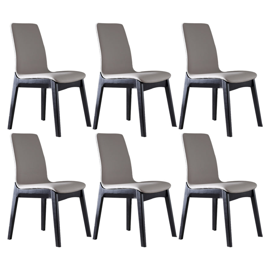 Contemporary Home Side Chair Solid Back Upholstered Wood Dining Room Chair