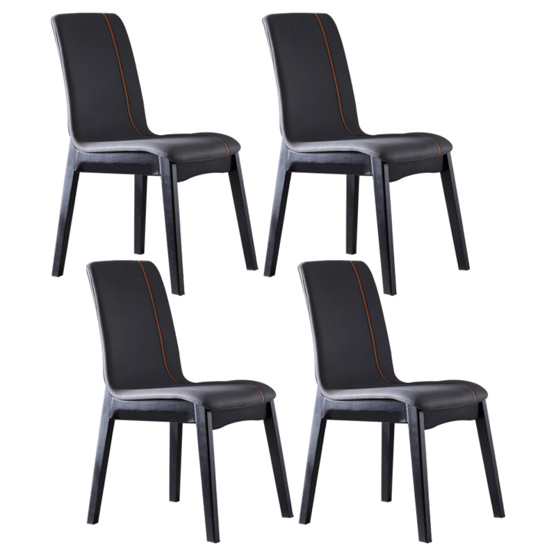 Contemporary Home Side Chair Solid Back Upholstered Wood Dining Room Chair