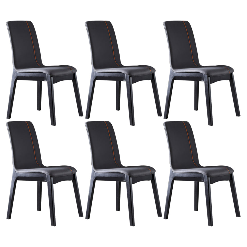 Contemporary Home Side Chair Solid Back Upholstered Wood Dining Room Chair
