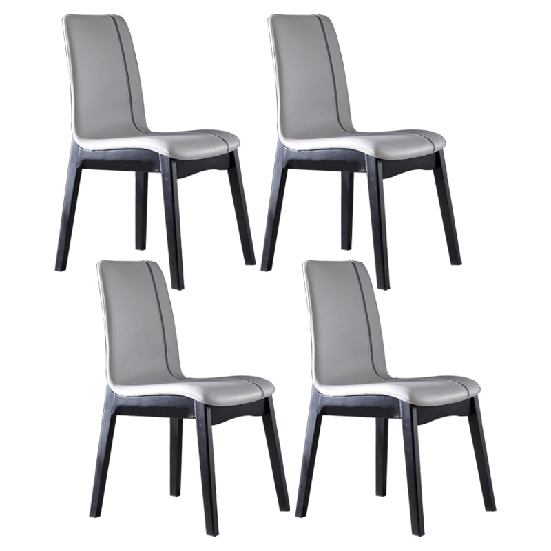 Contemporary Home Side Chair Solid Back Upholstered Wood Dining Room Chair