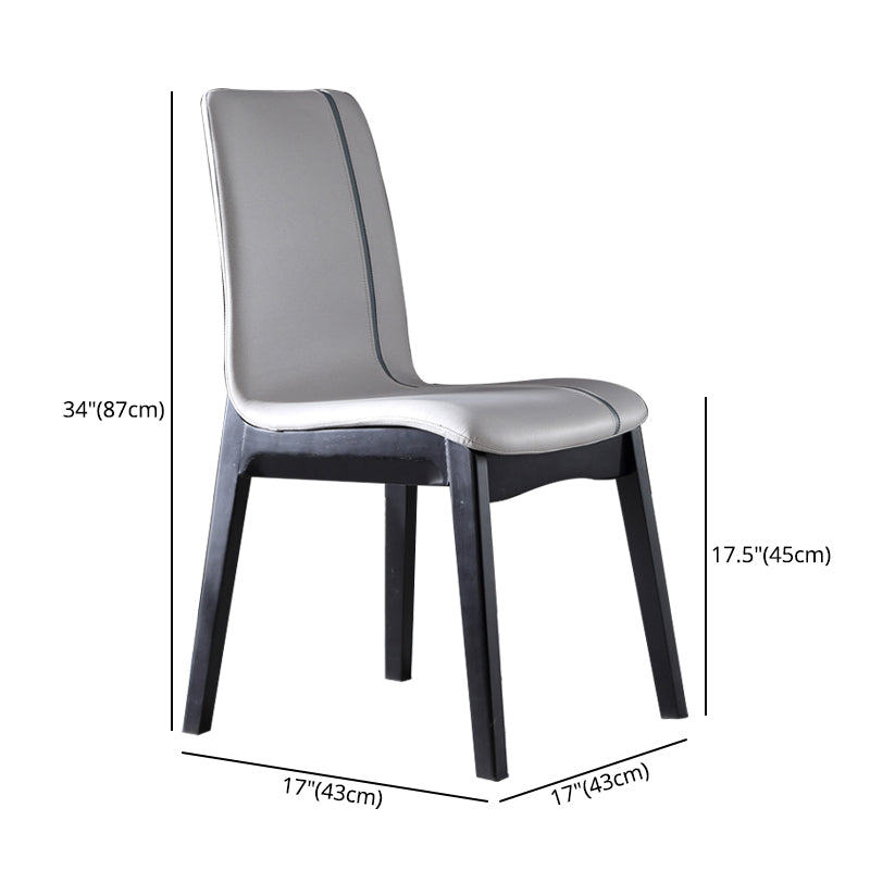 Contemporary Home Side Chair Solid Back Upholstered Wood Dining Room Chair