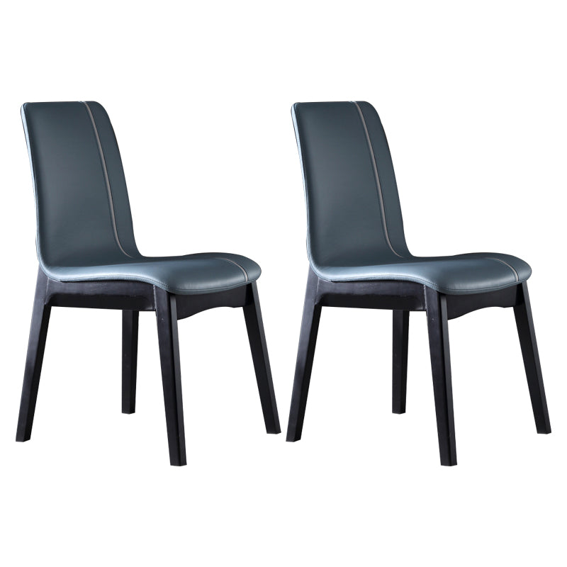 Contemporary Home Side Chair Solid Back Upholstered Wood Dining Room Chair