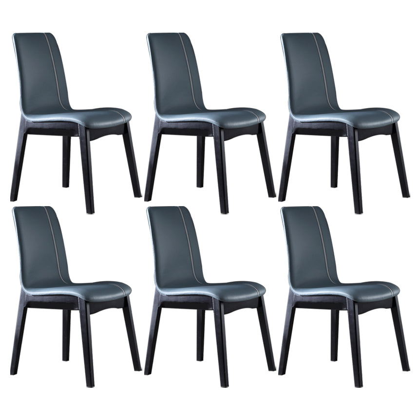 Contemporary Home Side Chair Solid Back Upholstered Wood Dining Room Chair