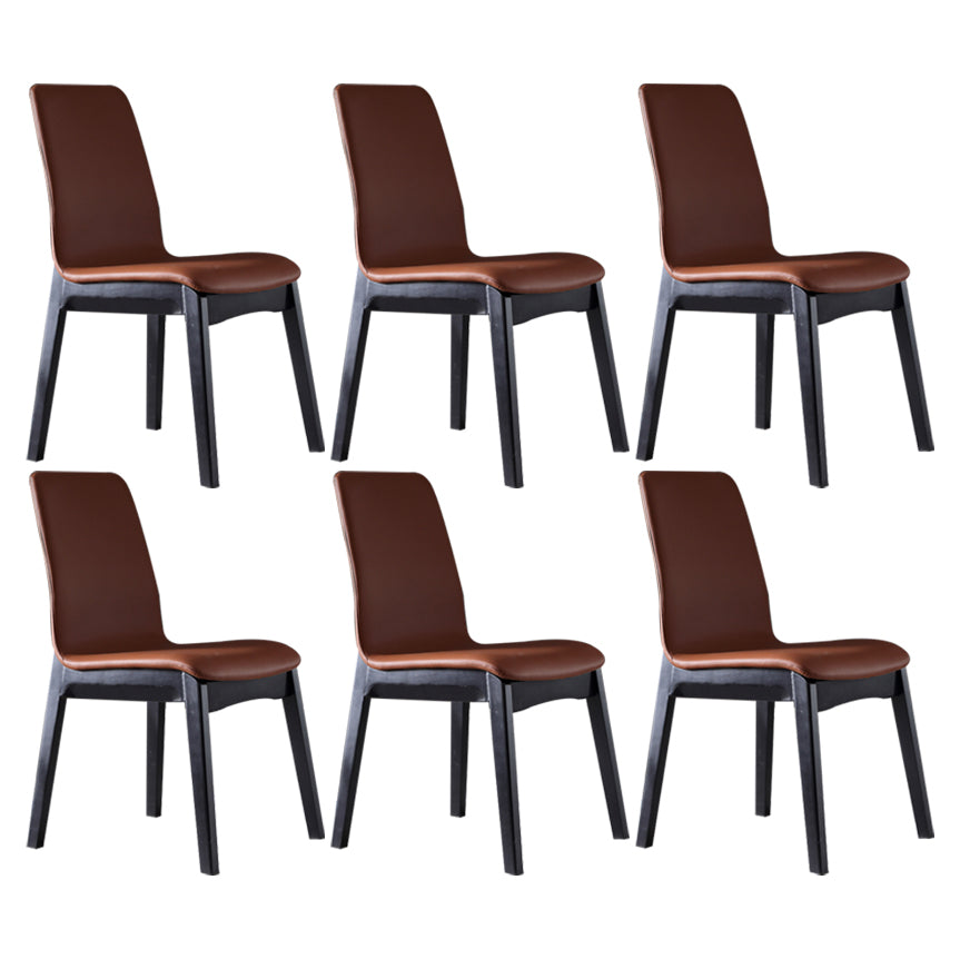 Contemporary Home Side Chair Solid Back Upholstered Wood Dining Room Chair